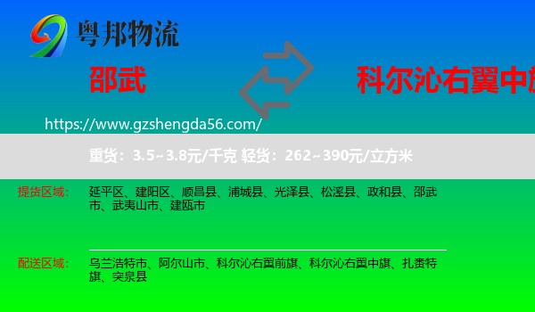 邵武市到科尔沁右翼中旗物流专线