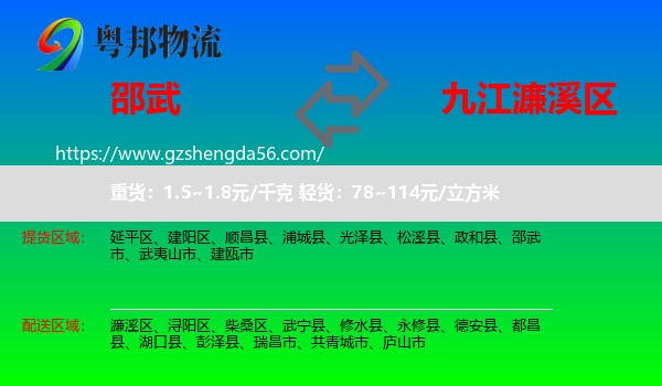 邵武市到濂溪区物流专线