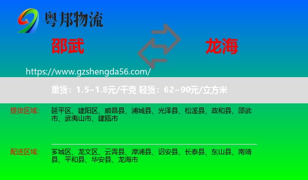 邵武市到龙海市物流专线