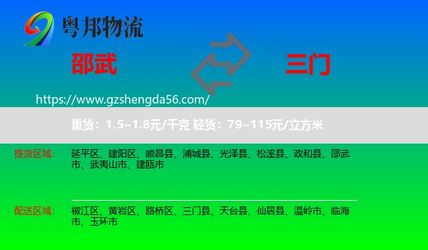 邵武市到三门县物流专线