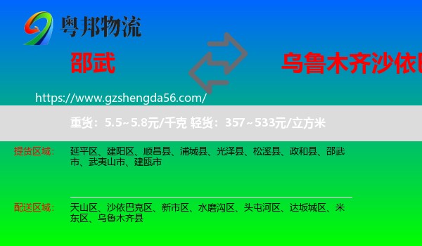 邵武市到沙依巴克区物流专线