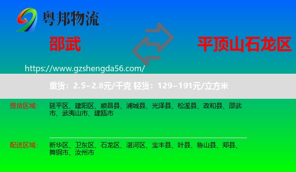 邵武市到石龙区物流专线
