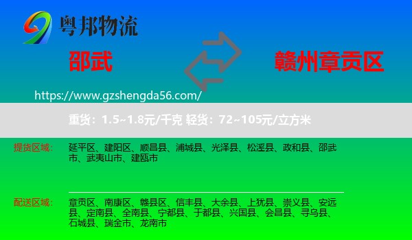邵武市到章贡区物流专线