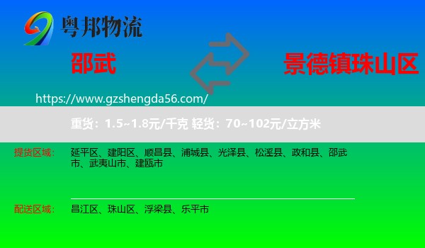 邵武市到珠山区物流专线