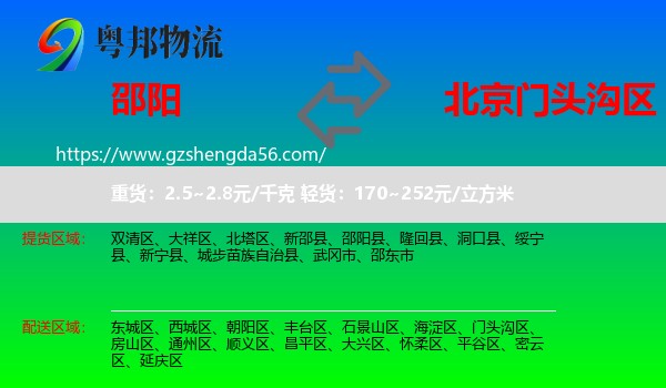 邵阳到门头沟区物流专线