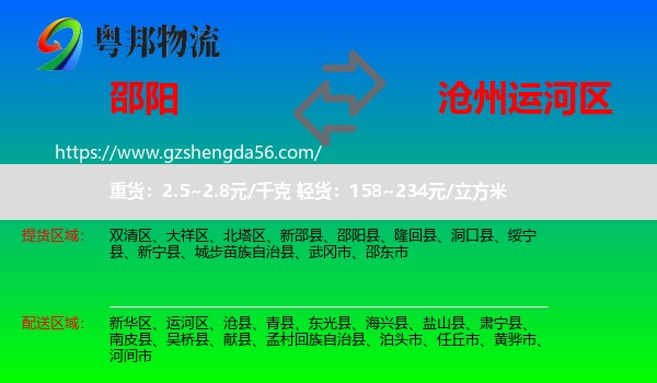邵阳到运河区物流专线