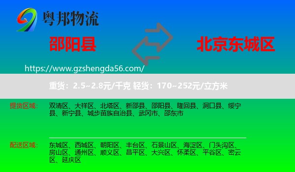 邵阳县到东城区物流专线