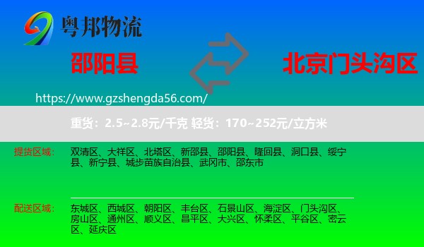 邵阳县到门头沟区物流专线
