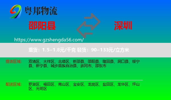 邵阳县到深圳物流