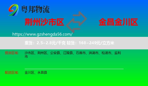 沙市区到金川区物流专线