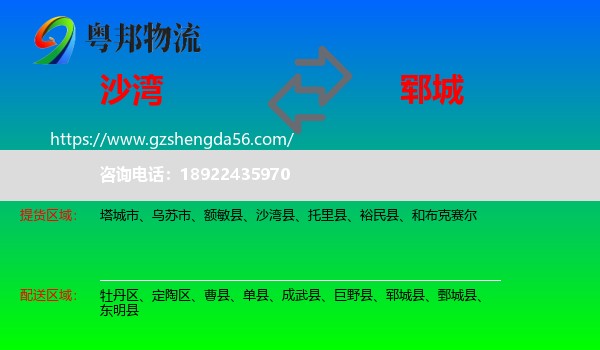 沙湾县到郓城县物流专线