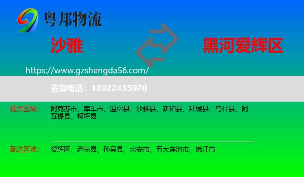 沙雅县到爱辉区物流专线