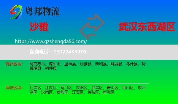 沙雅县到东西湖区物流专线