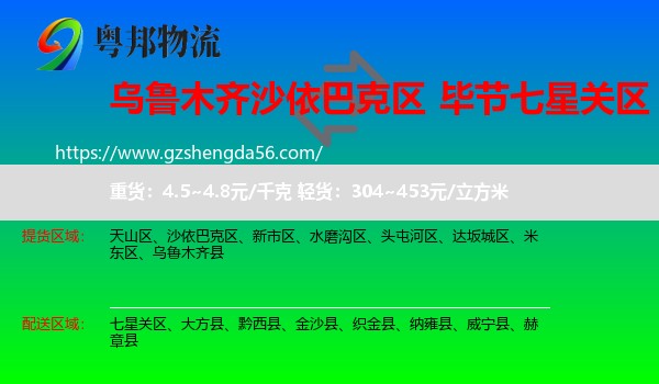 沙依巴克区到七星关区物流专线