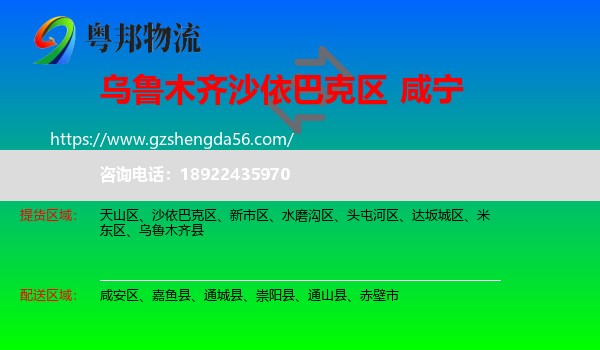 沙依巴克区到咸宁物流