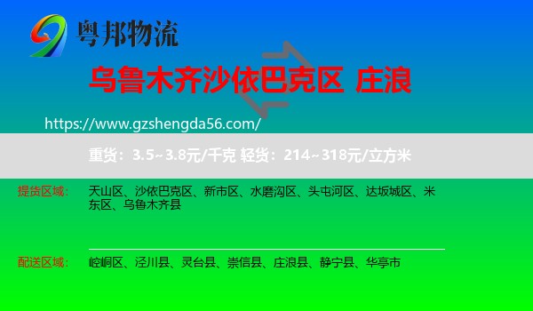 沙依巴克区到庄浪县物流专线