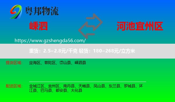 嵊泗县到宜州区物流专线