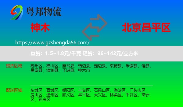 神木市到昌平区物流专线