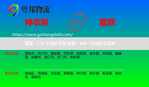 神农架到福鼎市物流专线