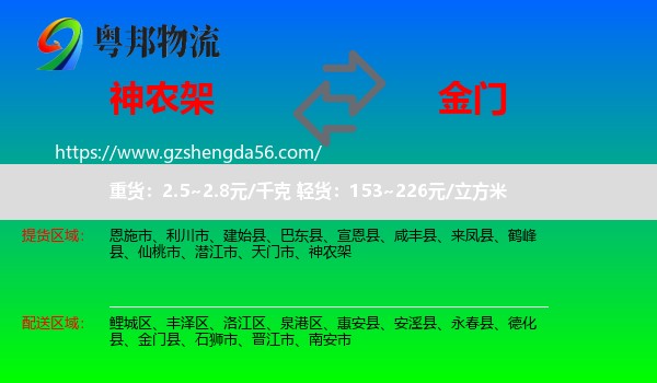 神农架到金门县物流专线