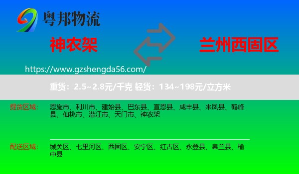神农架到西固区物流专线