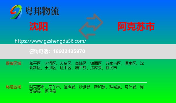 沈阳到阿克苏市物流专线