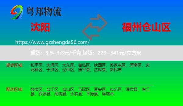 沈阳到仓山区物流专线