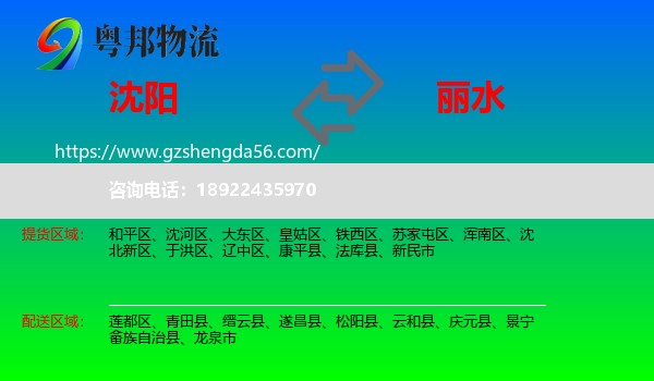 沈阳到丽水物流