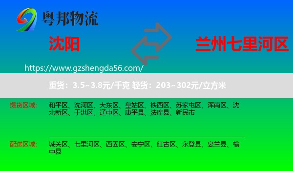 沈阳到七里河区物流专线