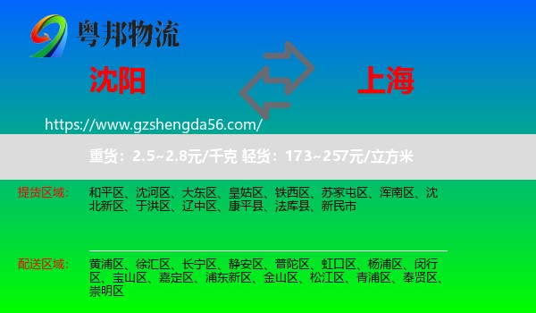沈阳到上海专线