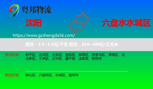 沈阳到水城区物流专线