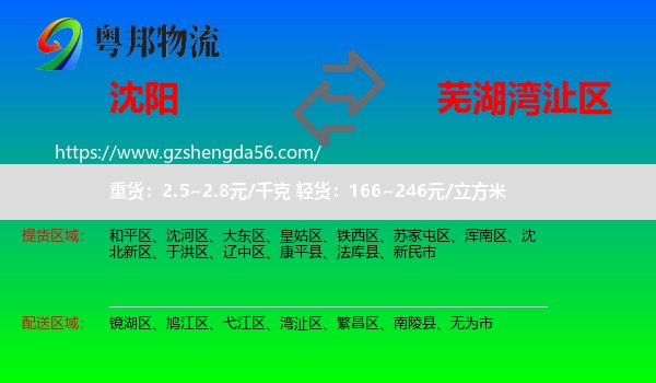 沈阳到湾沚区物流专线