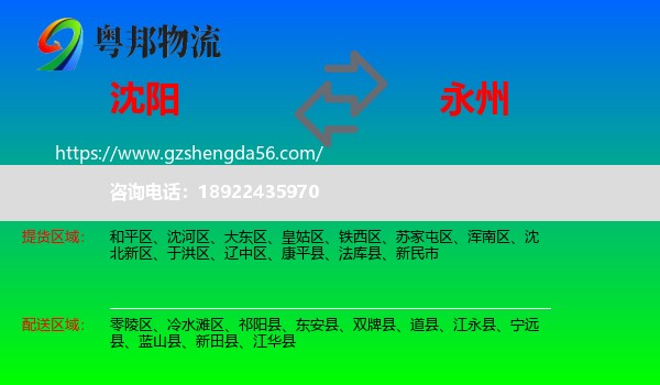 沈阳到永州物流