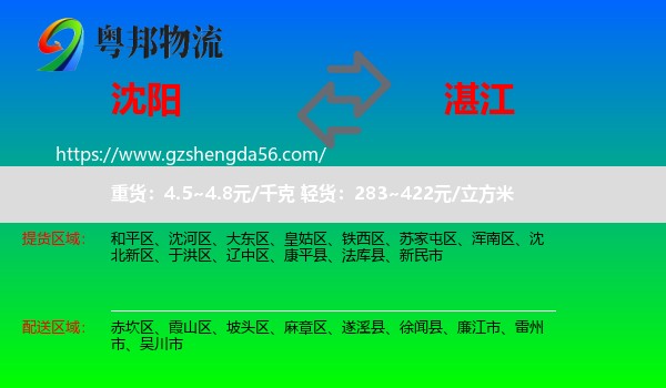 沈阳到湛江物流