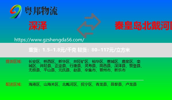 深泽县到北戴河区物流专线