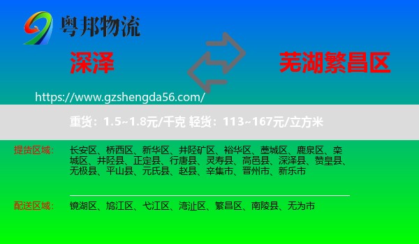 深泽县到繁昌区物流专线