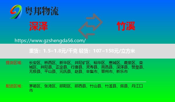深泽县到竹溪县物流专线