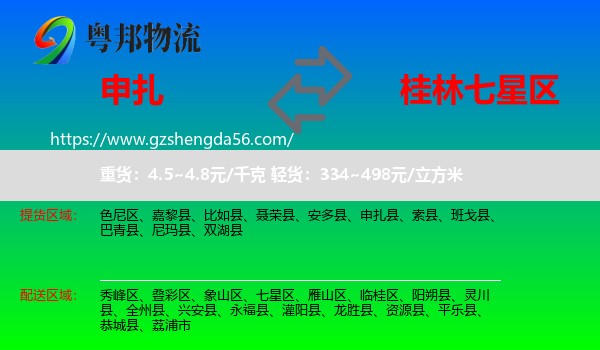 申扎县到七星区物流专线