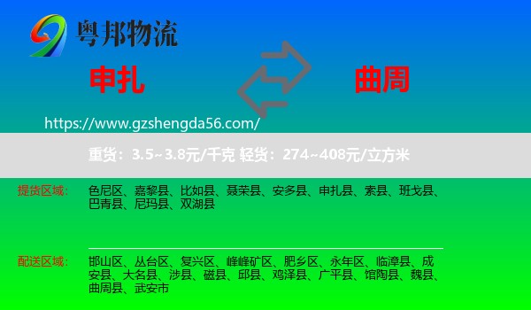 申扎县到曲周县物流专线