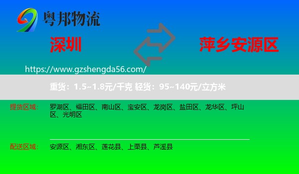 深圳到安源区物流专线
