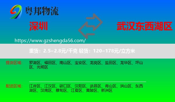 深圳到东西湖区物流专线