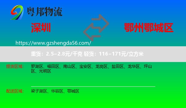 深圳到鄂城区物流专线
