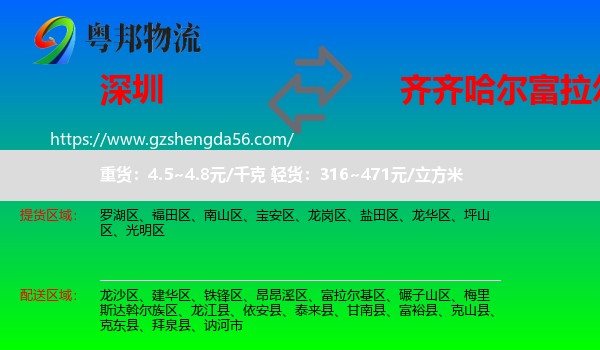 深圳到富拉尔基区物流专线