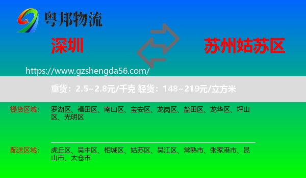 深圳到姑苏区物流专线
