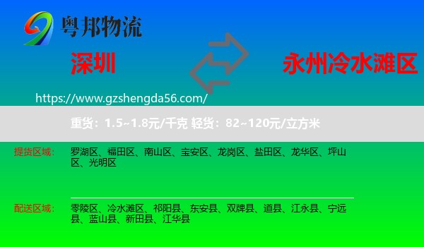 深圳到冷水滩区物流专线