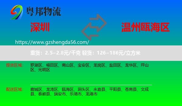 深圳到瓯海区物流专线