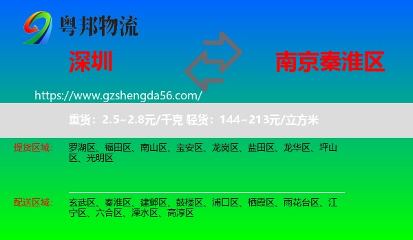 深圳到秦淮区物流专线