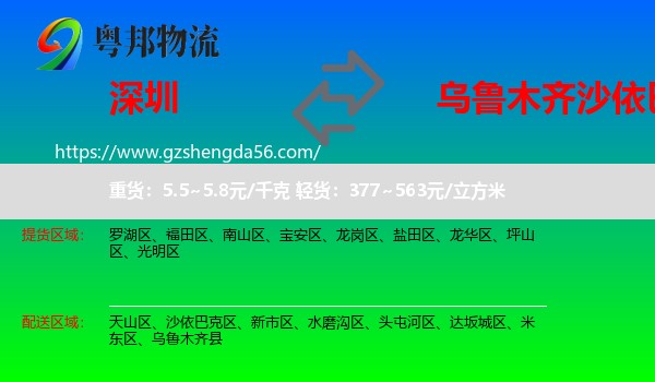 深圳到沙依巴克区物流专线
