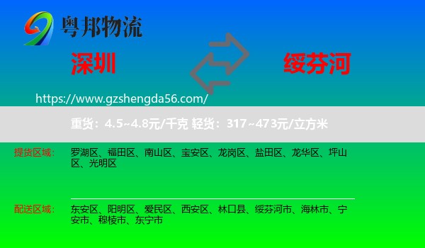 深圳到绥芬河市物流专线