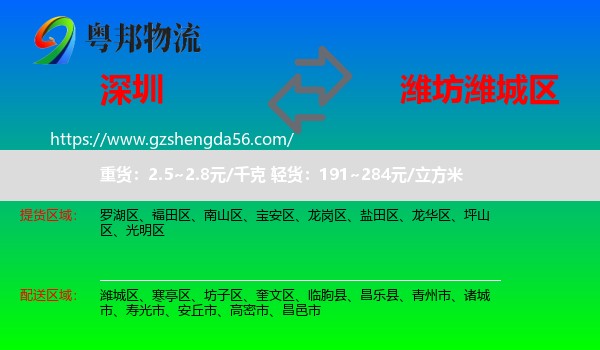 深圳到潍城区物流专线